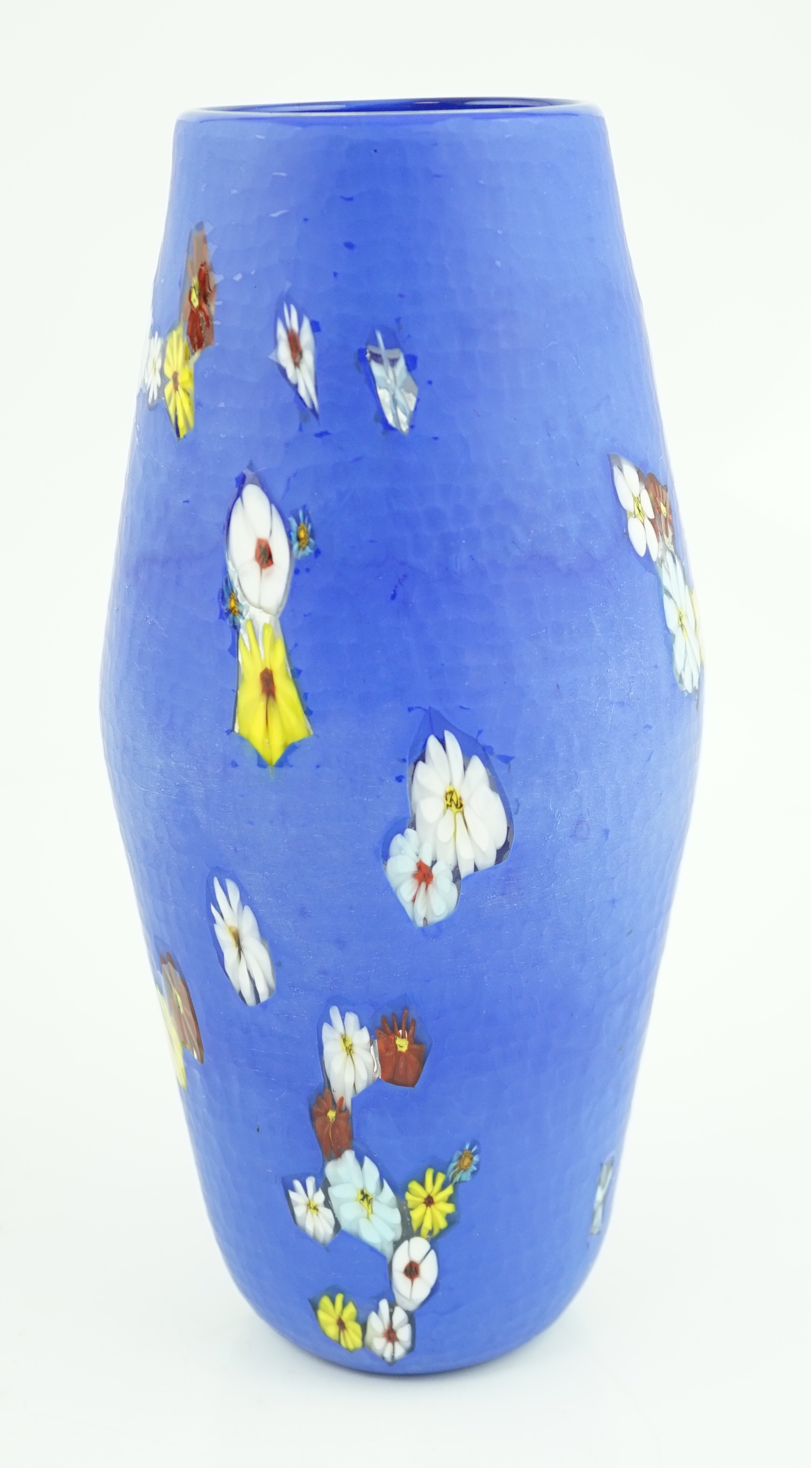 Vittorio Ferro (1932-2012) A Murano glass Murrine vase, the blue ground scattered with polychrome flowers, unsigned, 29cm, Please note this lot attracts an additional import tax of 20% on the hammer price